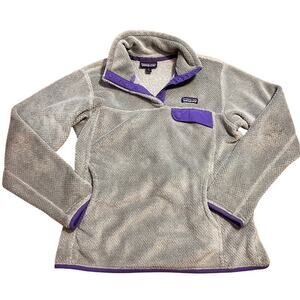 Patagonia Women's Re-Tool Snap-T Pullover Fleece Size Medium Outdoor Gray Purple